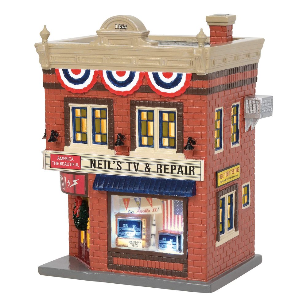 Department 56 Original Snow Village Neil's TV and Repair Building 6003136 New