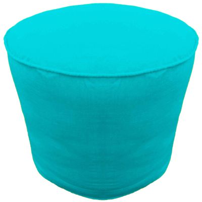 Footstool Round Pouf Cover with Piping Ottoman Cover Cotton Turquoise Blue 24" Diameter x 16" Height (60 cm Diameter x 40 cm Height) Cover ONLY, Not Stuffed, Insert not
