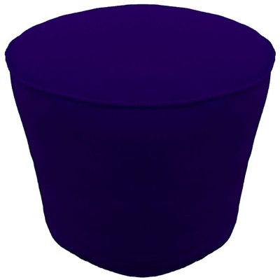 Ottoman Footstool Cover Round Pouf Cover with Piping Cotton Blue 20" Diameter x 16" Height (50 cm Diameter x 40 cm Height) Cover ONLY, Not Stuffed, Insert not Included