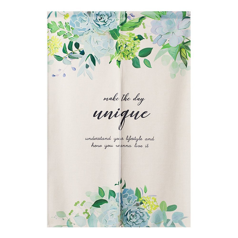 BAIHT HOME Door Curtain Cotton Linen Japanese Noren Doorway Curtain Fresh Green Plants Tapestry Wall Decor Room Divider 27.6" Width x 47.2" Long