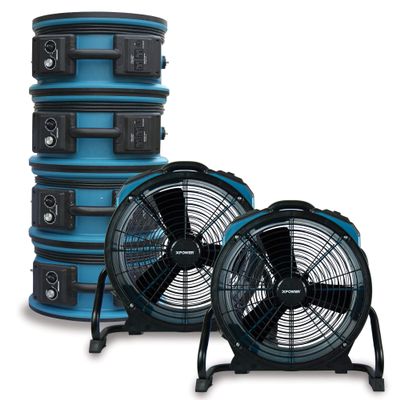 XPOWER X-35AR Pro Industrial Axial Fan withstands High Temperatures - with Built-In Power Outlets and Variable Speed Control - No Heat - Blue (6)
