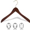 Concave Wooden Top Hanger with Walnut Finish, Thick Curved Coat Hangers with Brass Swivel Hook for Jackets or Fine Shirts (Set of 50) by The Great American Hanger Company view 3