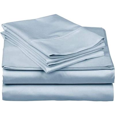 Mattress-Homes 4 Piece Bed Sheet Set Ultra-Luxurious 100% Long Staple Soft Cotton Sheets 16" Deep Twin Size Machine Washable Bedding, Twin Sheets Set Light Blue Solid