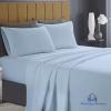 Mattress-Homes 4 Piece Bed Sheet Set Ultra-Luxurious 100% Long Staple Soft Cotton Sheets 16" Deep Twin Size Machine Washable Bedding, Twin Sheets Set Light Blue Solid view 2