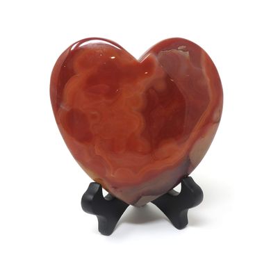 Innovative Surface Art Red Agate Stone Heart with Wood Stand (Heart #13)