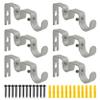 AddGrace 6 PCS Double Curtain Rod Bracket Heavy Duty Curtain Rod Holders for 1" and 5/8" Drapery Pole Adjustable Wall Mounted Drapery Pole Brackets for Living Room Bedroom Silver view 1