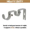 AddGrace 6 PCS Double Curtain Rod Bracket Heavy Duty Curtain Rod Holders for 1" and 5/8" Drapery Pole Adjustable Wall Mounted Drapery Pole Brackets for Living Room Bedroom Silver view 3