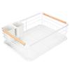 Attom Tech Home Modern Wood Handle Dish Rack and Drain Board, 16.5" x 12" x 5.5" Kitchen Plate Cup Dish Drying Rack Tray Cutlery Dish Drainer view 1
