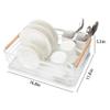 Attom Tech Home Modern Wood Handle Dish Rack and Drain Board, 16.5" x 12" x 5.5" Kitchen Plate Cup Dish Drying Rack Tray Cutlery Dish Drainer view 4