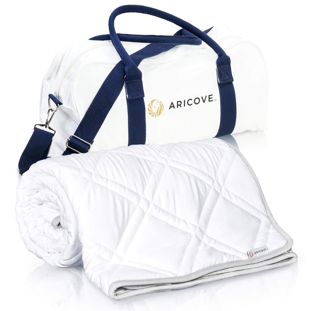 Aricove Cooling Weighted Blanket, 15 lbs, Twin Size for Adults, Luxury Heavy Blanket, Silky Soft Bamboo Viscose, 48x72 inches, Machine Washable, White