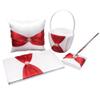 Abbie Home 4 in All Wedding Guest Book + Pen Set + Flower Basket + Ring Pillow Rhinestone Party Favor (Red) view 1