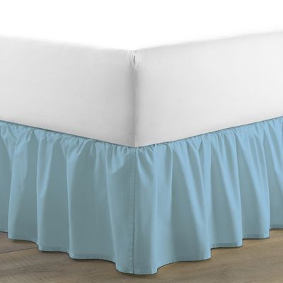 Amuze Bedding Egyptian Cotton 300 Thread Count 1 PC Tailored Single Ruffled/Dust Ruffle Bed Skirt (Sky Blue, Twin, Drop Length 15 Inches)