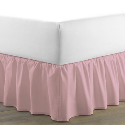Amuze Bedding Egyptian Cotton 300 Thread Count 1 PC Tailored Single Ruffled/Dust Ruffle Bed Skirt (Pink, King, Drop Length 13 Inches)