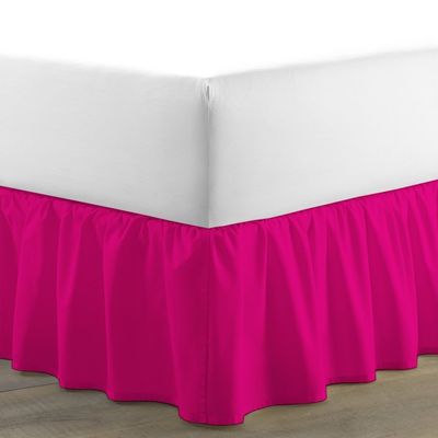 Amuze Bedding Egyptian Cotton 300 Thread Count 1 PC Tailored Single Ruffled/Dust Ruffle Bed Skirt (Hot Pink, Olympic Queen, Drop Length 15 Inches)