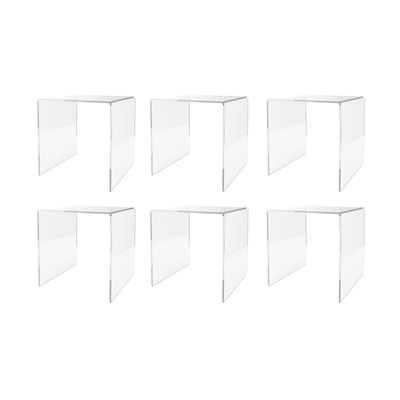 Marketing Holders 6 Pack Clear Acrylic Riser Platform 6 Inch Wide Square Display Throne Retail Shops and Boutiques Merchandise Showcase Lucite Podium One Piece Stand Counter Pedestal
