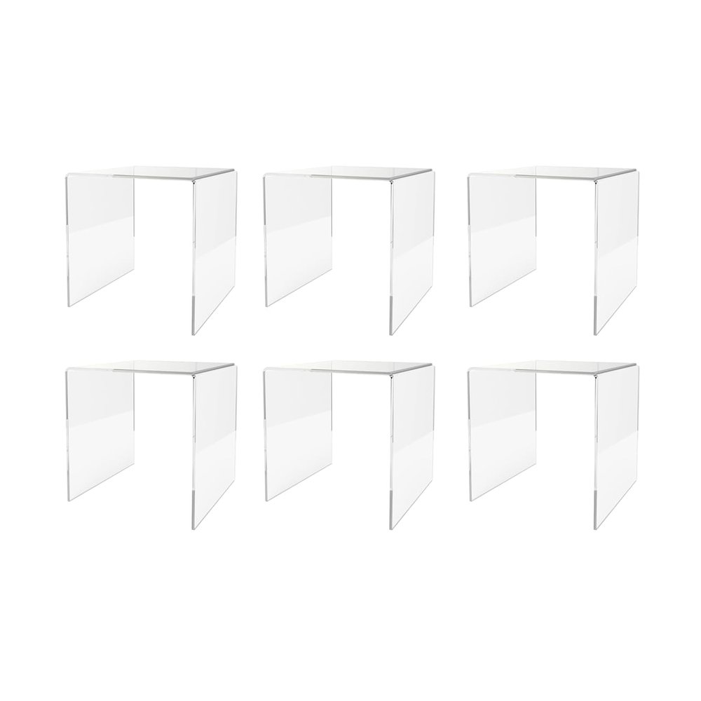 Marketing Holders 6 Pack Clear Acrylic Riser Platform 6 Inch Wide Square Display Throne Retail Shops and Boutiques Merchandise Showcase Lucite Podium One Piece Stand Counter Pedestal