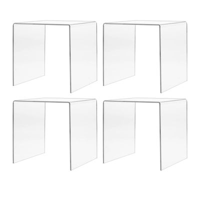 Marketing Holders 4 Pack Clear Acrylic Riser Platform 6 Inch Wide Square Display Organize Retail and Boutiques Reusable Merchandise Showcase Lucite Podium One Piece Stand Counter Pedestal