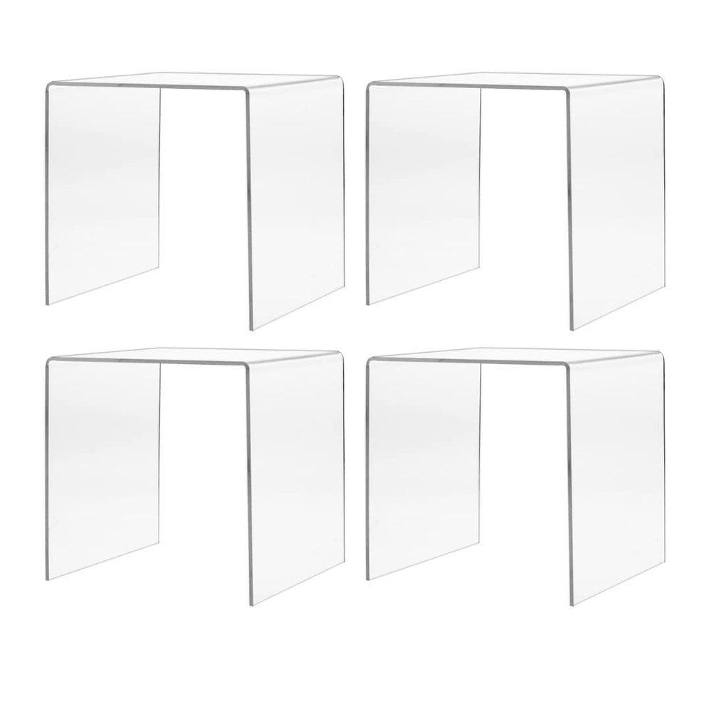 Marketing Holders 4 Pack Clear Acrylic Riser Platform 6 Inch Wide Square Display Organize Retail and Boutiques Reusable Merchandise Showcase Lucite Podium One Piece Stand Counter Pedestal