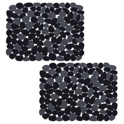 Bligli Pebble Sink Mat for Stainless Steel/Ceramic Sinks, 2 Pack PVC Sink Protectors Mats for Bottom of Kitchen Sink, Dish Drying Mat for Dishes and Glassware, 15.7 x 11.8 inch, Black