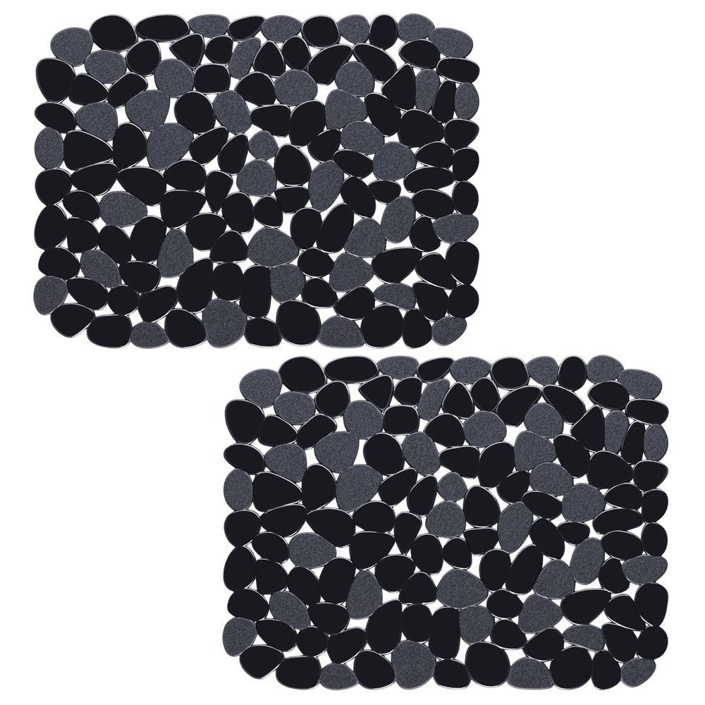 Bligli Pebble Sink Mat for Stainless Steel/Ceramic Sinks, 2 Pack PVC Sink Protectors Mats for Bottom of Kitchen Sink, Dish Drying Mat for Dishes and Glassware, 15.7 x 11.8 inch, Black