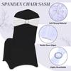 MDS Pack of 75 Spandex Chair Sashes Bow Premium Stretch Chair Cover Band with Buckle Slider Universal fits Elastic Dining Chair Ties for Wedding Party Banquet Events Decoration - White view 3