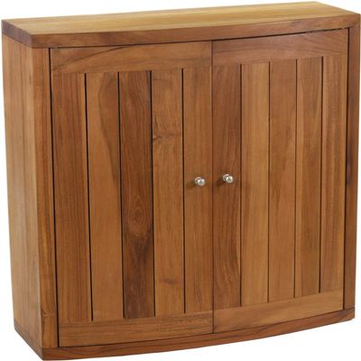AquaTeak Manada Wall-Mounted Teak Storage Cabinet with Doors