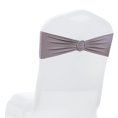 MDS Pack of 150 Spandex Chair Sashes Bows Universal fits Elastic Stretch Chair Bands Ties with Buckle Slider Bow for Wedding Decoration Spandex Slider Sashes Bow - Silver Gray