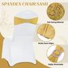 MDS Pack of 200 Spandex Chair Sashes Bows Universal fits Elastic Stretch Chair Bands Ties with Buckle Slider Bow for Wedding Decoration Spandex Slider Sashes Bow - Gold view 3