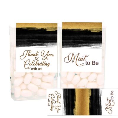 Black and Gold Tic Tac Wedding Birthday Labels Set of 60 Labels