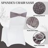 mds Pack of 100 Spandex Chair Sashes Bow Premium Stretch Chair Cover Band with Buckle Slider Universal fits Elastic Dining Chair Ties for Wedding Party Banquet Events Decoration - Silver Gray view 3