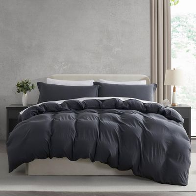 Nestl Grey Duvet Cover Full Size - Soft Prewashed Full Size Duvet Cover Set, 3 Piece, with Zipper Closure, 1 Duvet Cover 80x90 inches and 2 Pillow Shams