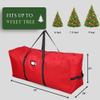 Primode Heavy Duty Christmas Tree Storage Bag | Fits Up to 9 Ft. Tall Disassembled Tree | 25" Height X 20" Wide X 65" Long | Durable 600D Oxford Material | Heavy Duty Xmas Storage Container (Red) view 3
