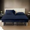 Split Head Flex King Sheets for Adjustable Beds, Flex Top King Sheets for Sleep Number Bed 100% Egyptian Cotton - 4Pcs Sheet Set -39" Top Split fit Upto 16" Deep Mattress (Navy Blue Solid) view 1