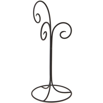 Bard's Black Wrought Iron 3 Arm Ornament Stand, 17" H x 7.5" W x 7.5" D, Pack of 4