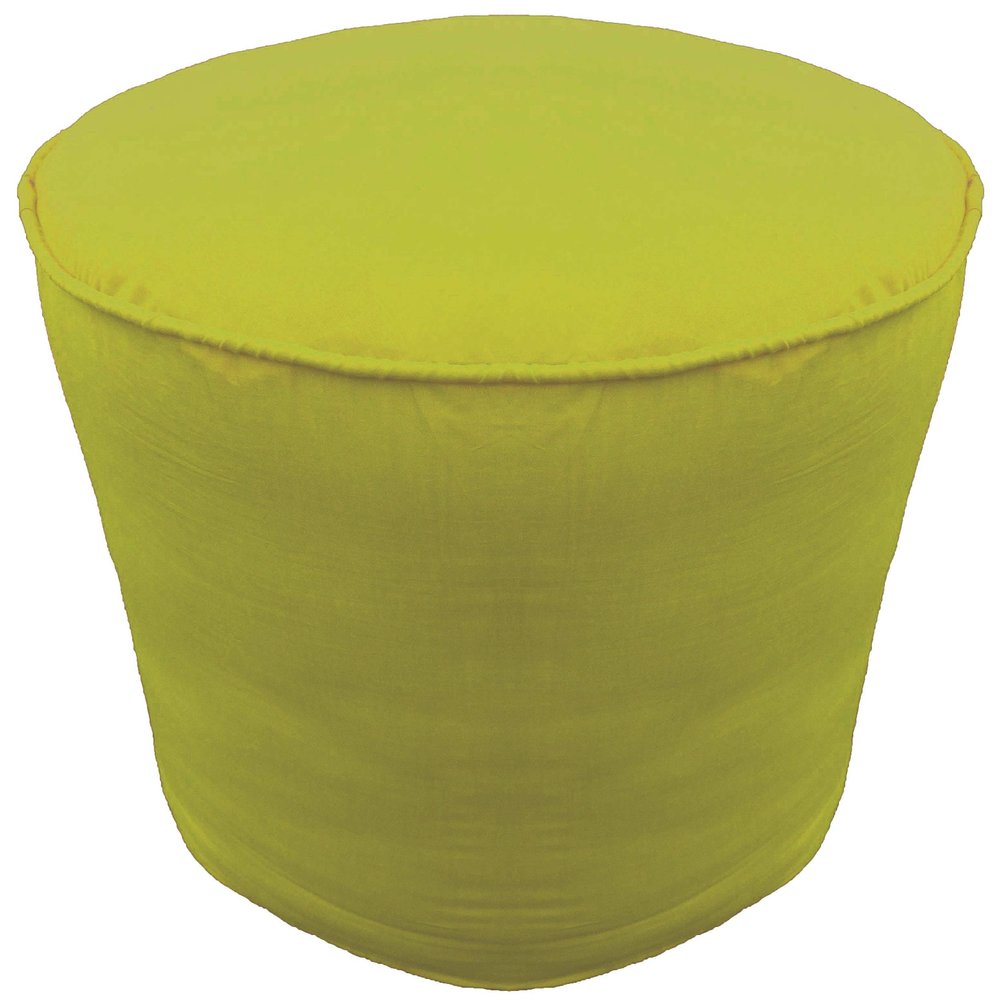 Ottoman Footstool Cover Round Pouf Cover with Piping Cotton Olive Green 20" Diameter x 16" Height (50 cm Diameter x 40 cm Height) Cover ONLY, Not Stuffed, Insert not Included