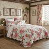 DaDa Bedding Romantic Roses Floral Bedspread Set - Lovely Spring Pink & White Scalloped Colorful Lightweight Breathable - Bright Vibrant Quilted Coverlet w/Pillow Shams - Twin - 2-Pieces view 3