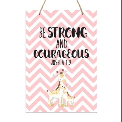 LifeSong Milestones Baptism Christening Gifts for Baby Boys and Girls Decor Sign Gift Son Daughter Godchild Godson Goddaughter Child 1st Holy Communion 8"x12" (Be Strong Rope)