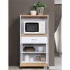 Pemberly Row Microwave Kitchen Cart, 42 in H x 24 in W x 17 in D, Wood Construction, White Finish, Drawer and Cabinet Storage, Mobile Wheels, Contemporary Style for Home or Office Kitchens view 3