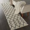 Nourison Geometric Shag Moroccan Ivory/Charcoal 2'2" x 7'6" Area Rug, Easy Cleaning, Non Shedding, Bed Room, Living Room, Dining Room, Kitchen (2x8) view 1