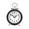 CLOCKZHJI Retro Desk Clock and Table Clock Retro Clock, Metal Round Analog Table Clock, 12 (H)  9(W)  3.1 (Depth) Inches Shelf Clock (Color : Black) view 1