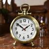 CLOCKZHJI Retro Desk Clock and Table Clock Retro Clock, Metal Round Analog Table Clock, 12 (H)  9(W)  3.1 (Depth) Inches Shelf Clock (Color : Bronze) view 1