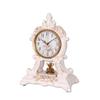 CLOCKZHJI Retro Desk Clock and Table Clock Retro Clock, Non-Ticking, European Flower Decoration, Bedside Resin Living Room Table Clock 14 " 10.6"  6.3 "(White) Shelf Clock view 1
