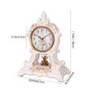 CLOCKZHJI Retro Desk Clock and Table Clock Retro Clock, Non-Ticking, European Flower Decoration, Bedside Resin Living Room Table Clock 14 " 10.6"  6.3 "(White) Shelf Clock view 2