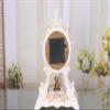 CLOCKZHJI Retro Desk Clock and Table Clock Retro Clock, Non-Ticking, European Flower Decoration, Bedside Resin Living Room Table Clock 14 " 10.6"  6.3 "(White) Shelf Clock view 3