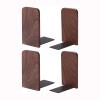 Muso Wood Book Ends for Shelves, Non-Slip Bookends, Heavy Duty Wooden Bookend Support for Books and Movies (Walnut 2 Pairs) view 1