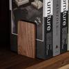 Muso Wood Book Ends for Shelves, Non-Slip Bookends, Heavy Duty Wooden Bookend Support for Books and Movies (Walnut 2 Pairs) view 3