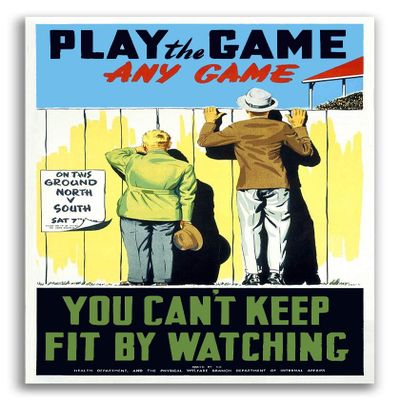 MAGNET Play The Game - Any Game 1950s Vintage Style Health Magnet Vinyl Magnetic Sheet for Lockers, Cars, Signs, refrigerator 5"