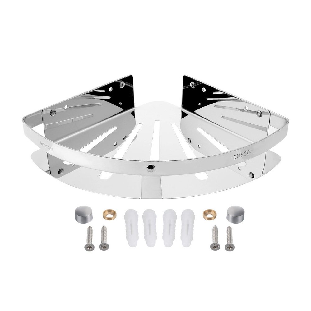 Aexit 11.4-inch x Home hardware 9.1-inch 304 Stainless Steel Wall Mount Bathroom Shower Corner Caddy Basket Polished Finish Model:44as215qo119