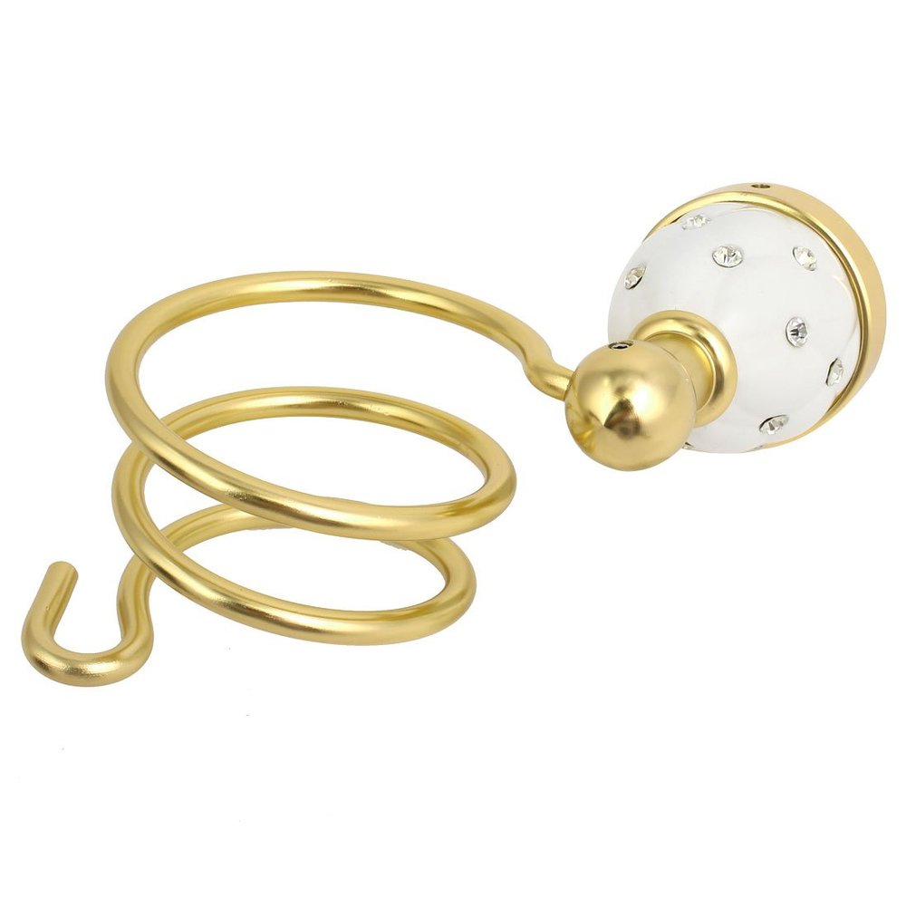 Aexit Space Aluminium Home Hardware Gold Tone European Style Spring-Type Hair Dryer Holder w Plug Hanging Hook Model:71as407qo55