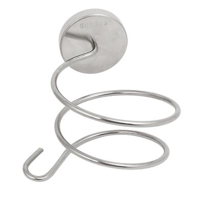 Aexit 304 Stainless Home Hardware Steel Polishing Spring-Type Hair Dryer Holder w Hook Silver Tone Model:31as416qo120